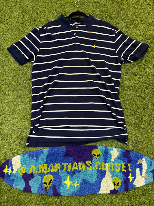 Vintage Polo Ralph Lauren navy blue and white striped polo Tee