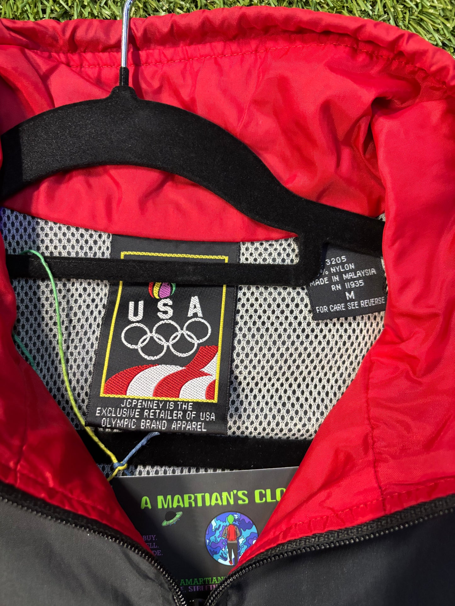 Red and Black USA Olympic Wind Breaker Jacket Size Medium