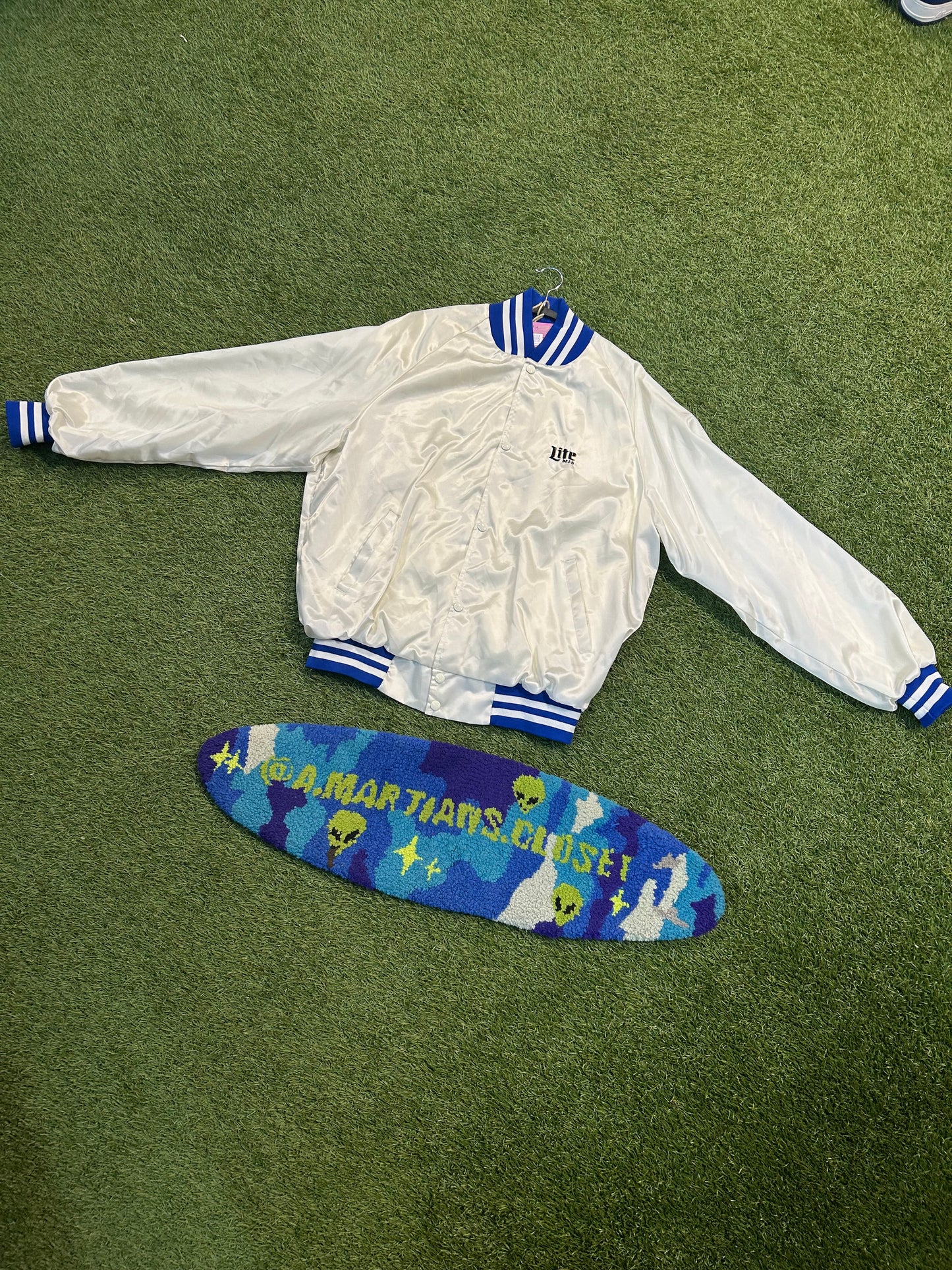 Vintage Miller Lite White Bomber Jacket