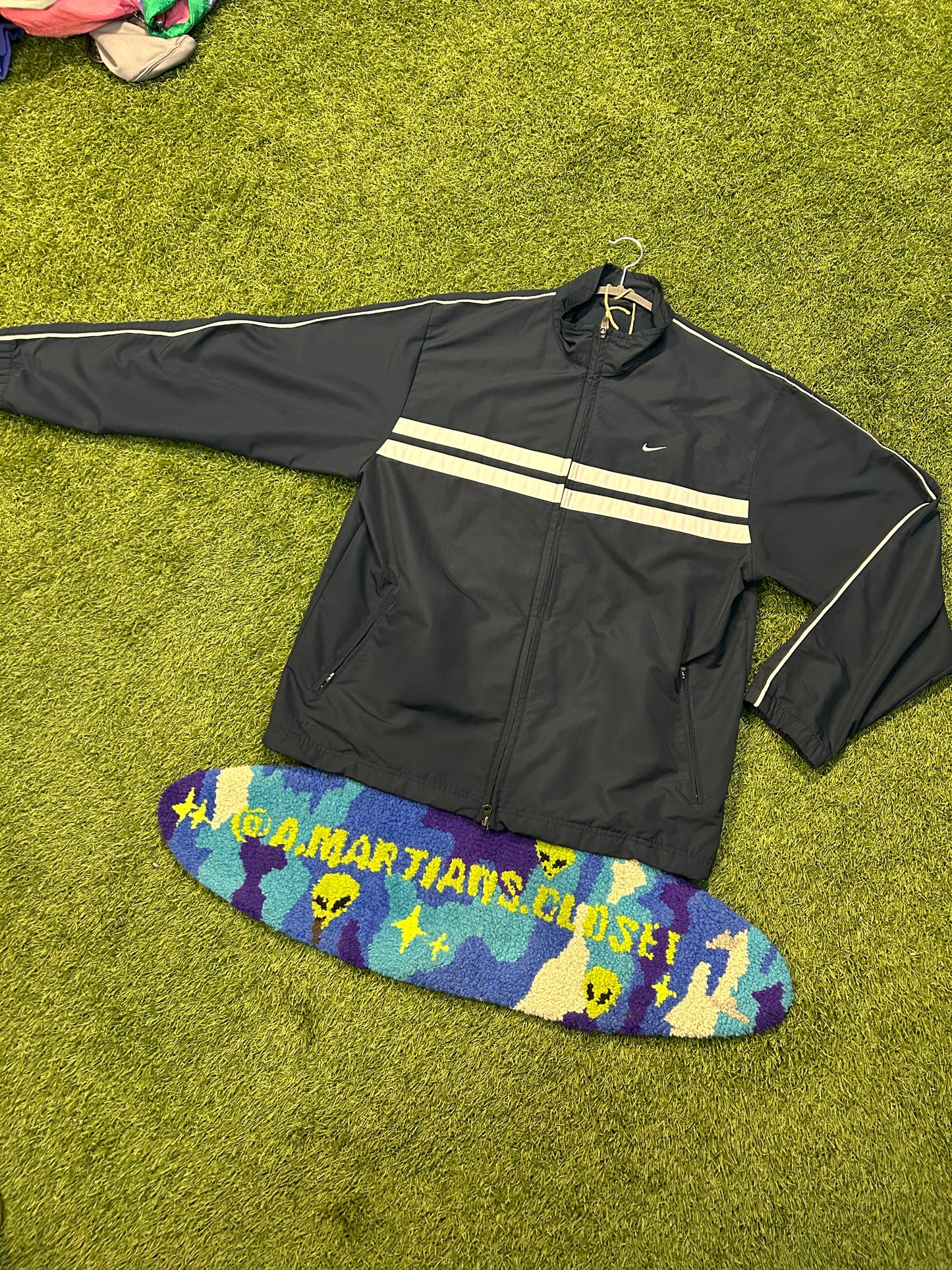 Y2K Nike Track Jacket Double Stripe Across The Middle