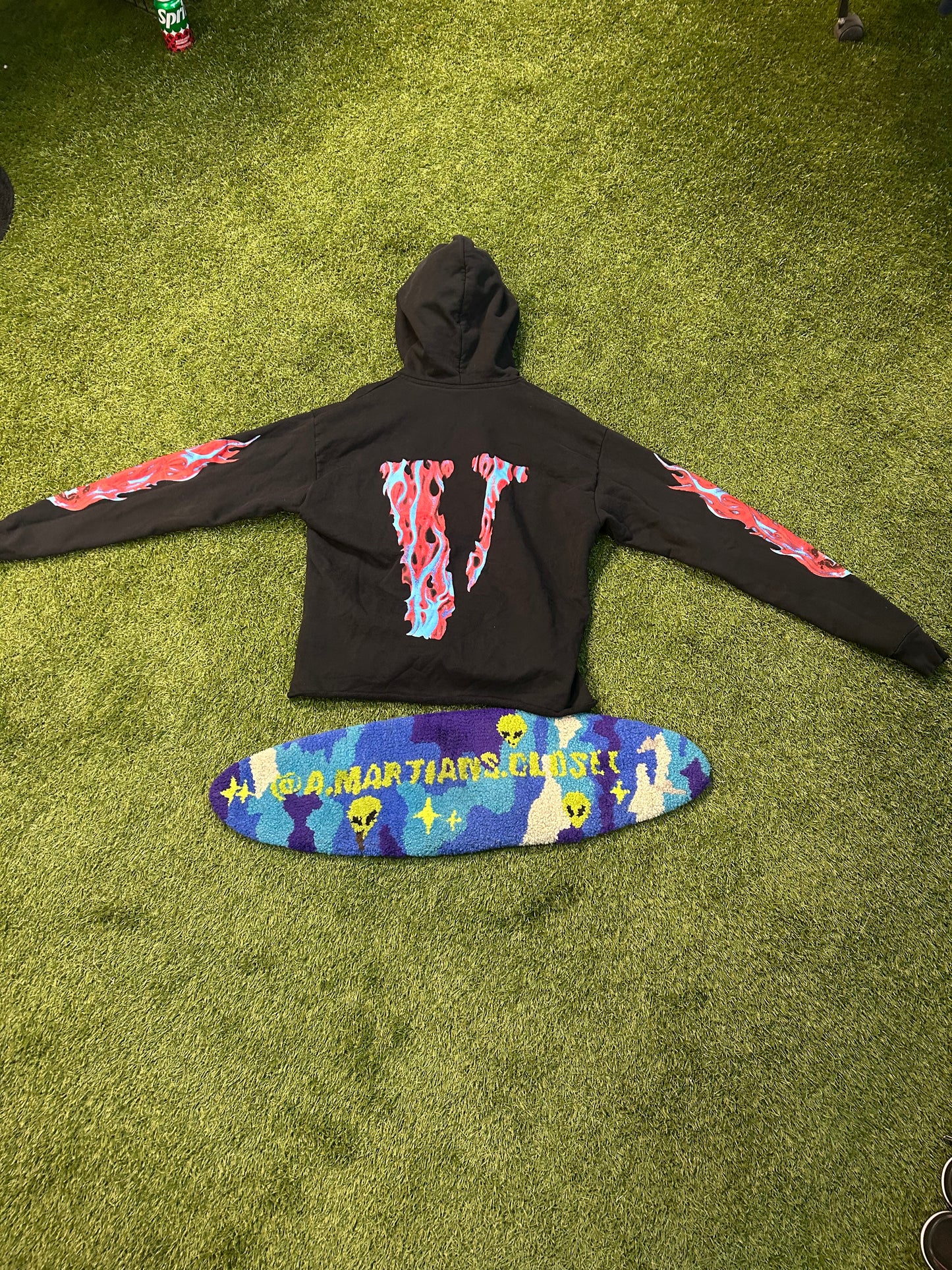 Vlone Red Flame Cropped Hoodie