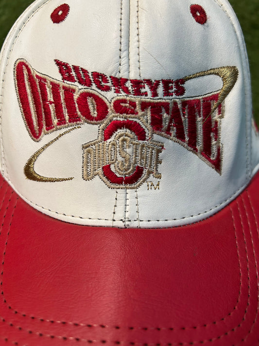 Vintage 90s Ohio State Buckeyes Leather Embroidered SnapBack
