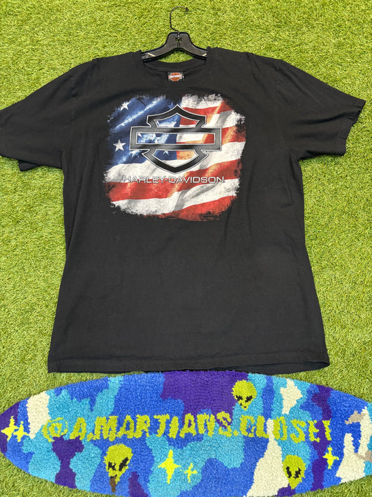 Harley Davidson Tee American Flag Graphic