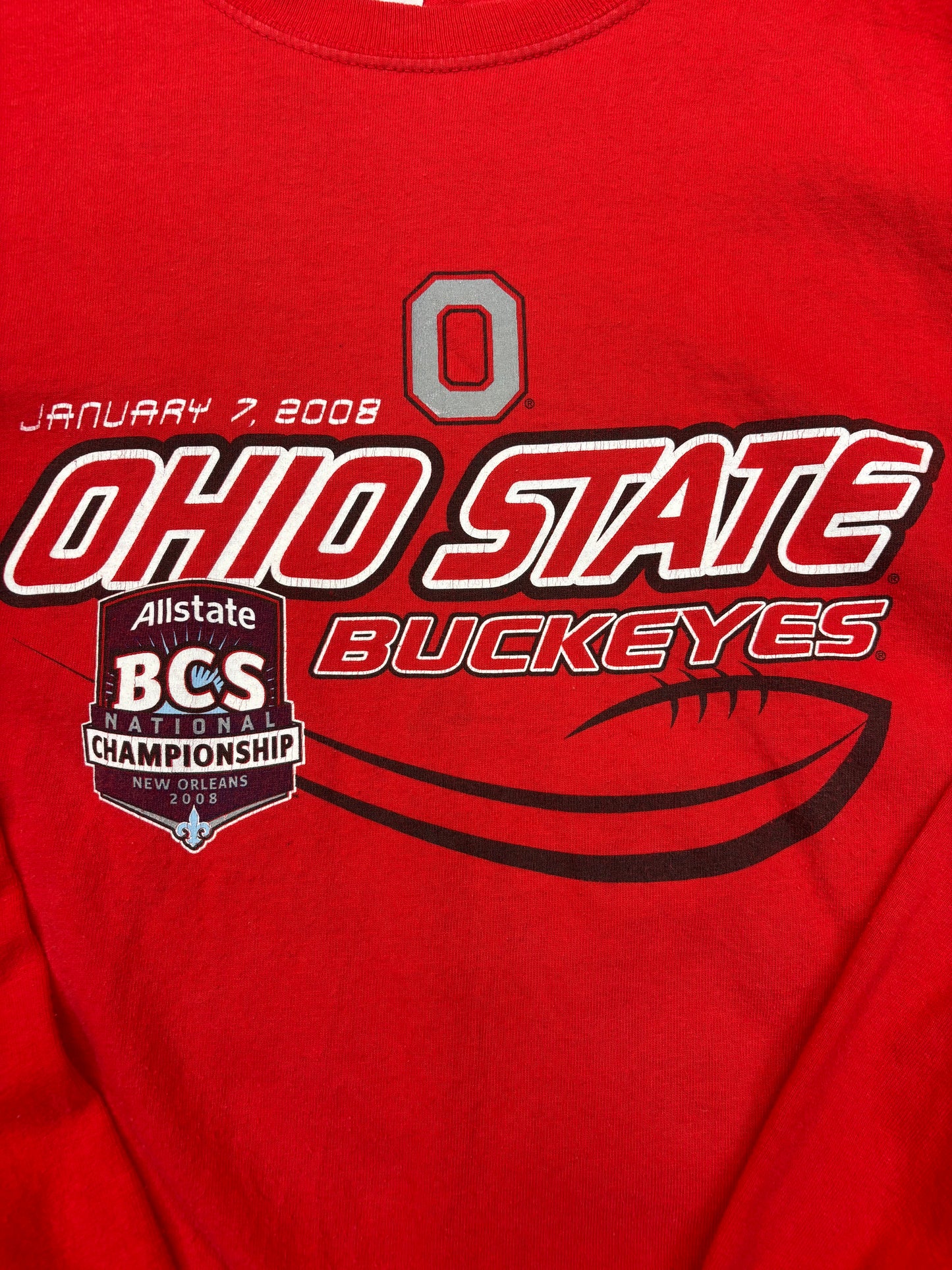 Red Ohio State Buckeye National Championship New Orleans 2008 Long Sleeve Tee