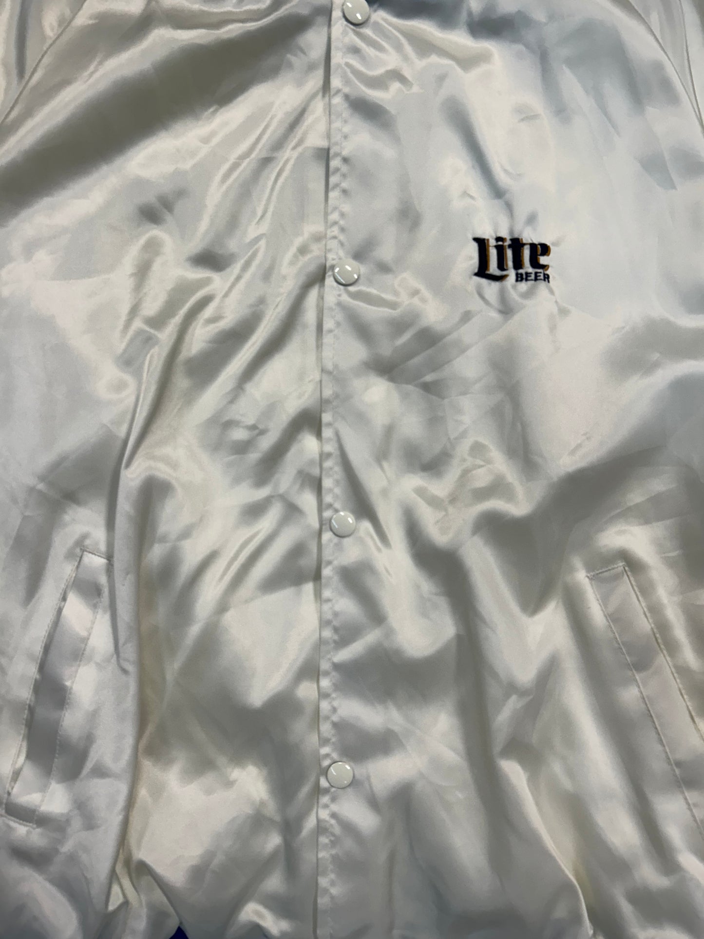 Vintage Miller Lite White Bomber Jacket