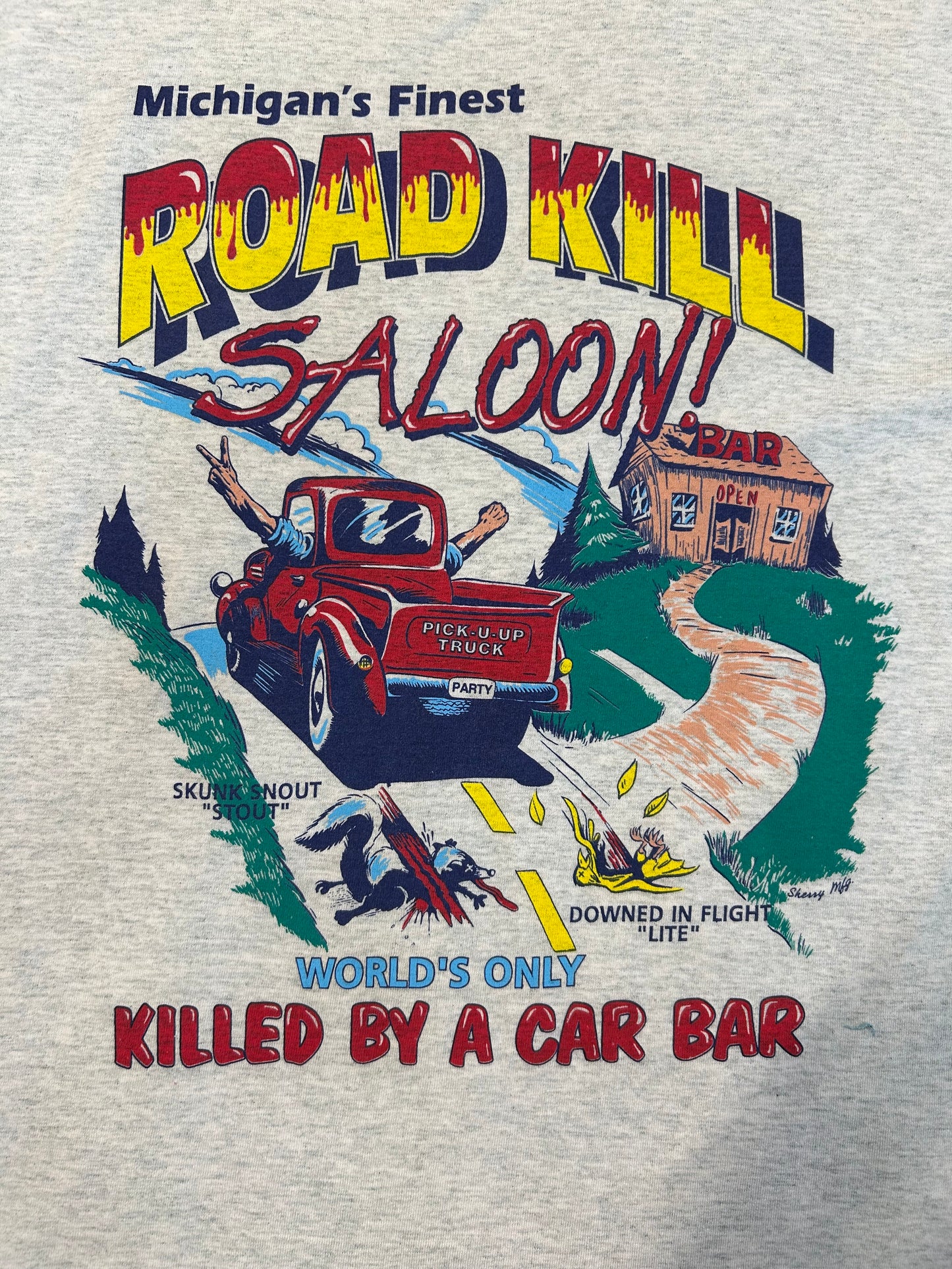 Vintage 90s Best Tag Road Kill Saloon Michigans Finest Tee