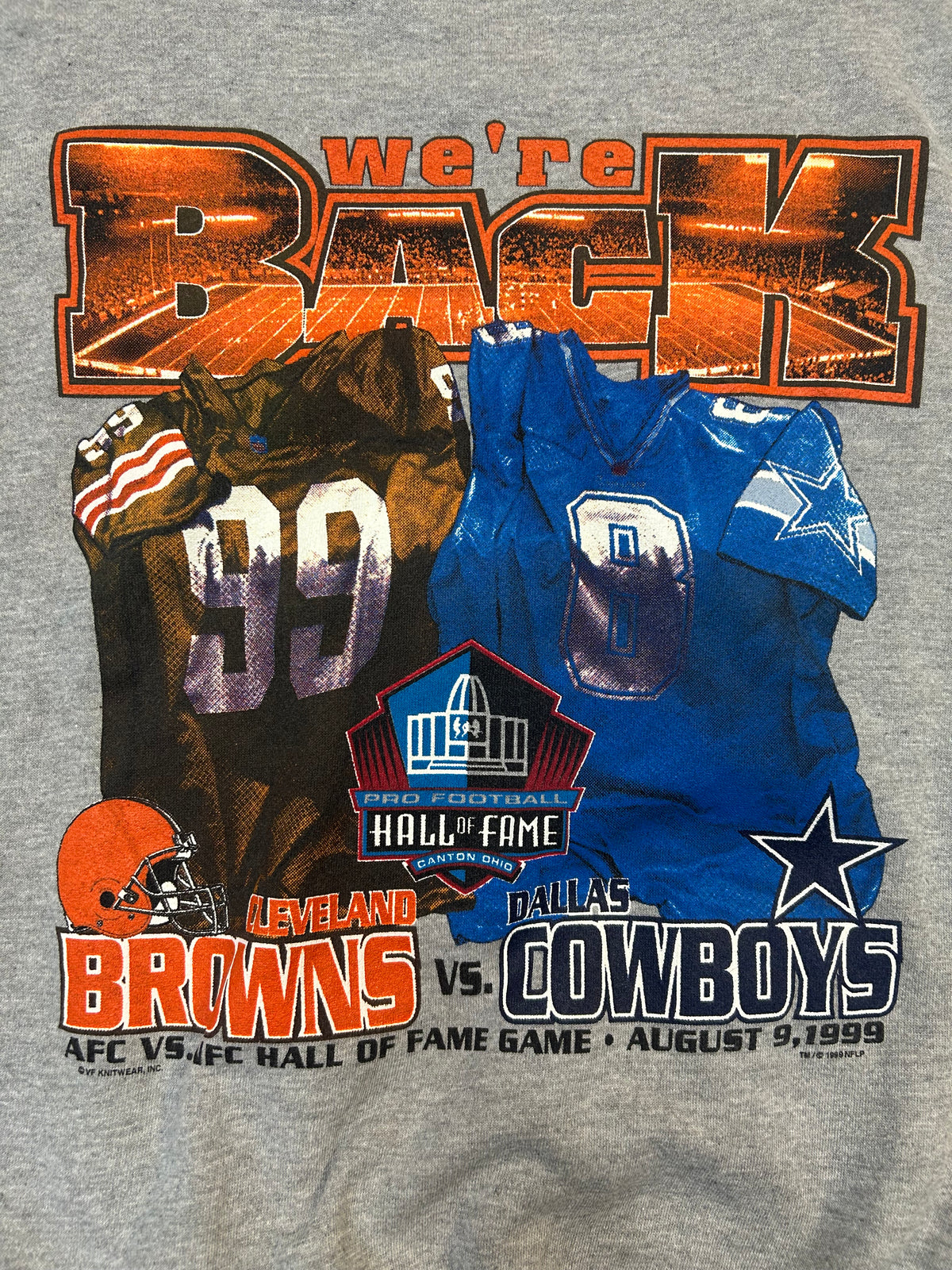 Vintage 1999 NFC Vs AFC Hall Of Fame Game Cleveland Browns Vs Dallas Cowboys Crewneck