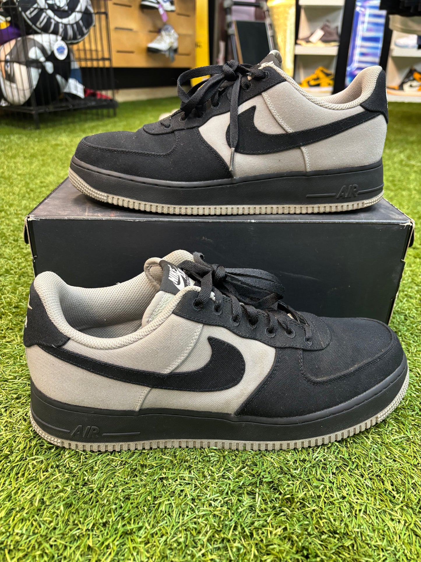 Nike Air Force One “black and grey canvas” size 12