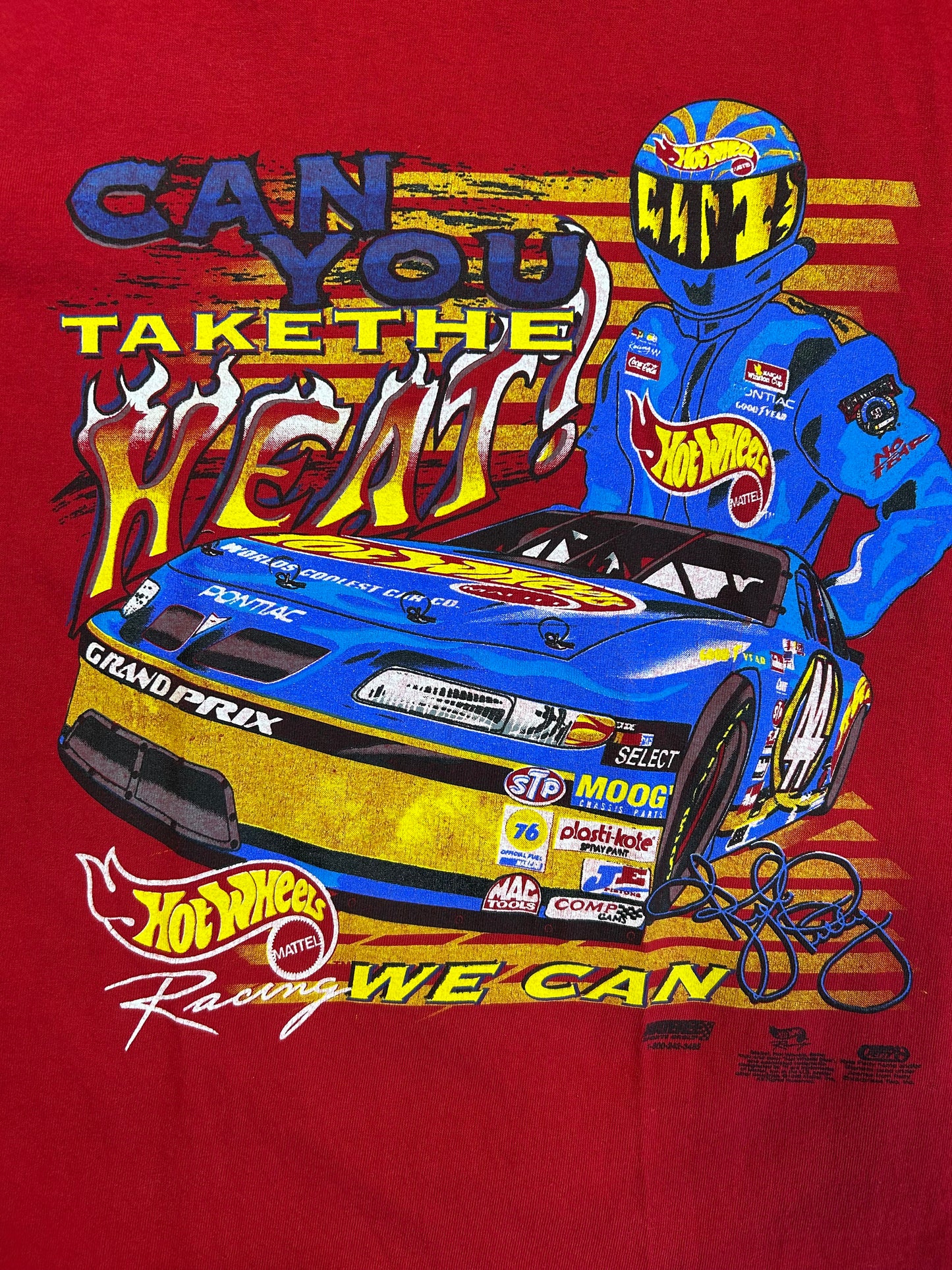 Vintage 90s Kyle Petty Can You Take The Heat Hot Wheels Tee