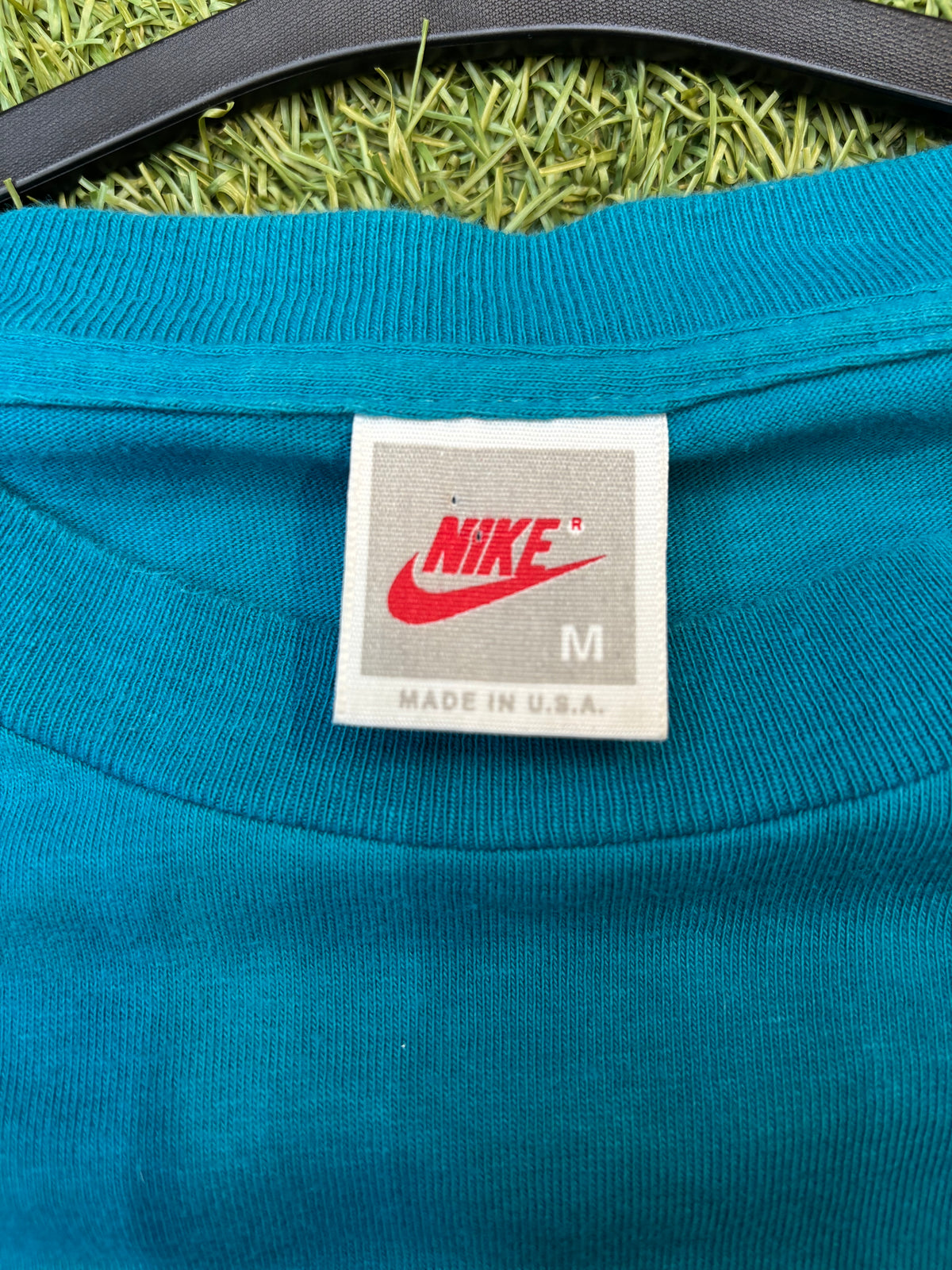 Vintage 90s Nike Air Jordan Blue Graphic Logo Long Sleeve Tee