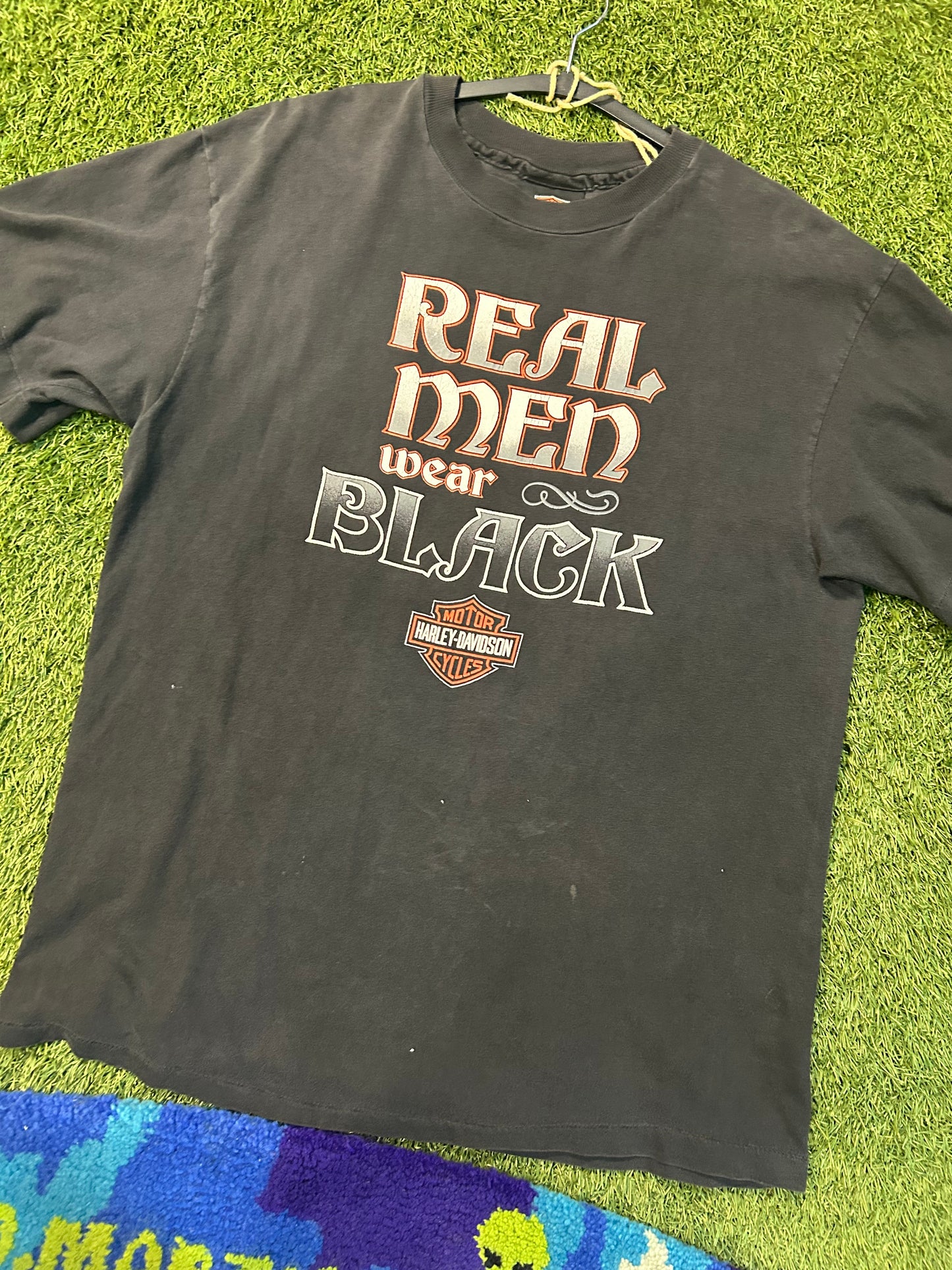 Vintage 1992 Harley Davidson Real Men Wear Black Tee