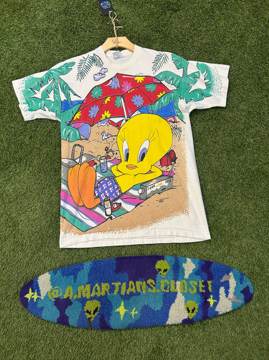 Vintage 1995 Warner Bros Tweety Bird Sunshine Delight AOP Tee