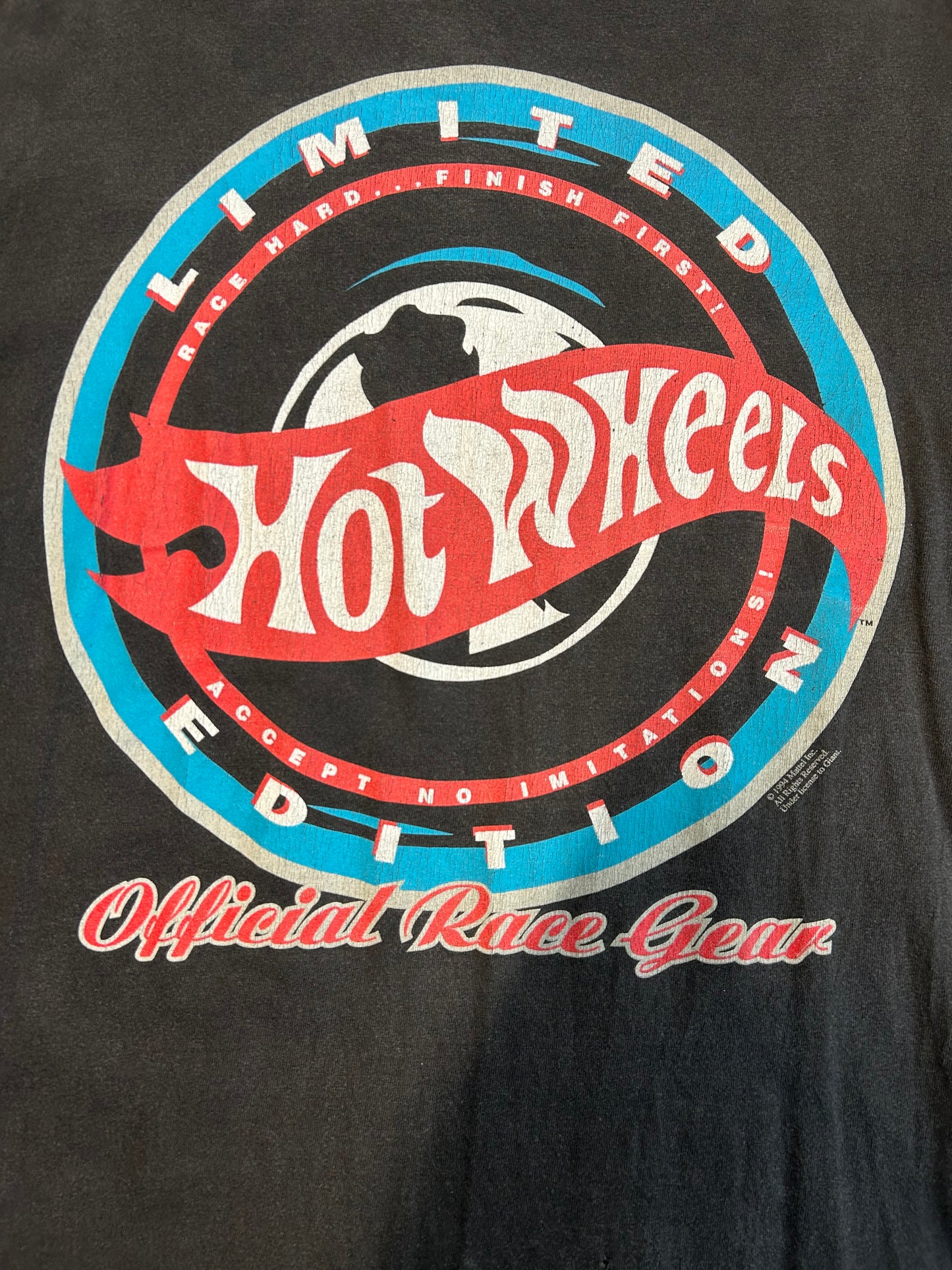 Vintage 1994 Mattel Giant Tag Hot Wheels Official Race Gear Tee