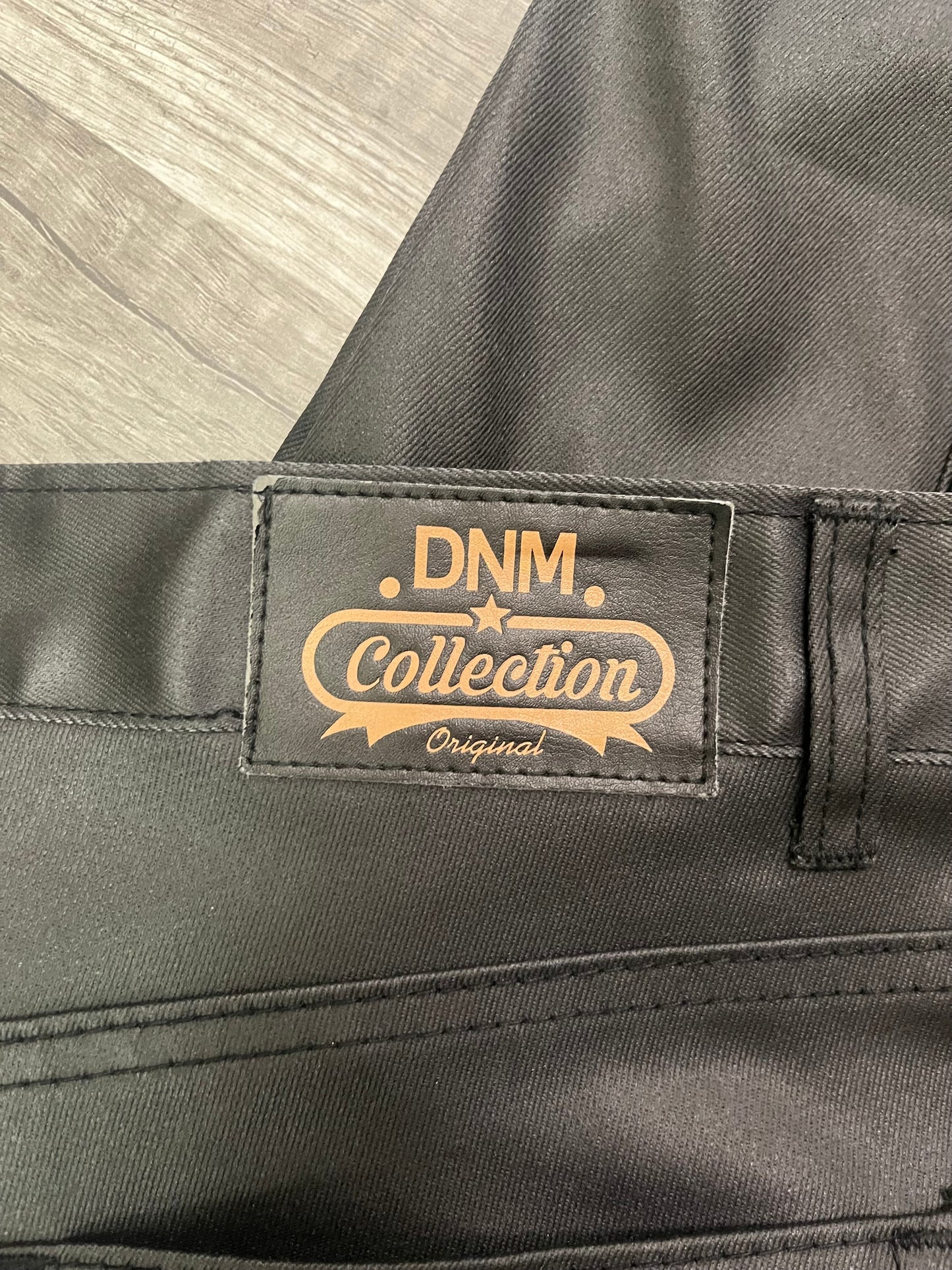 DNM Collection Quality Leather Jeans with the zipper halfway Pants Leg