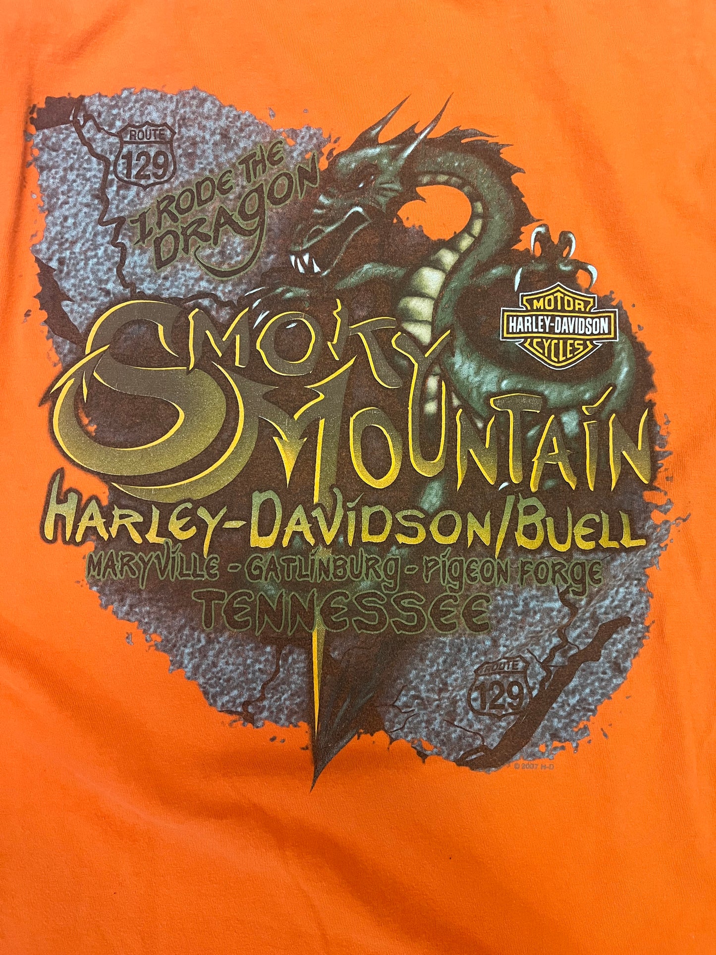 Vintage 2007 I Rode The Dragon Harley Davidson Tee