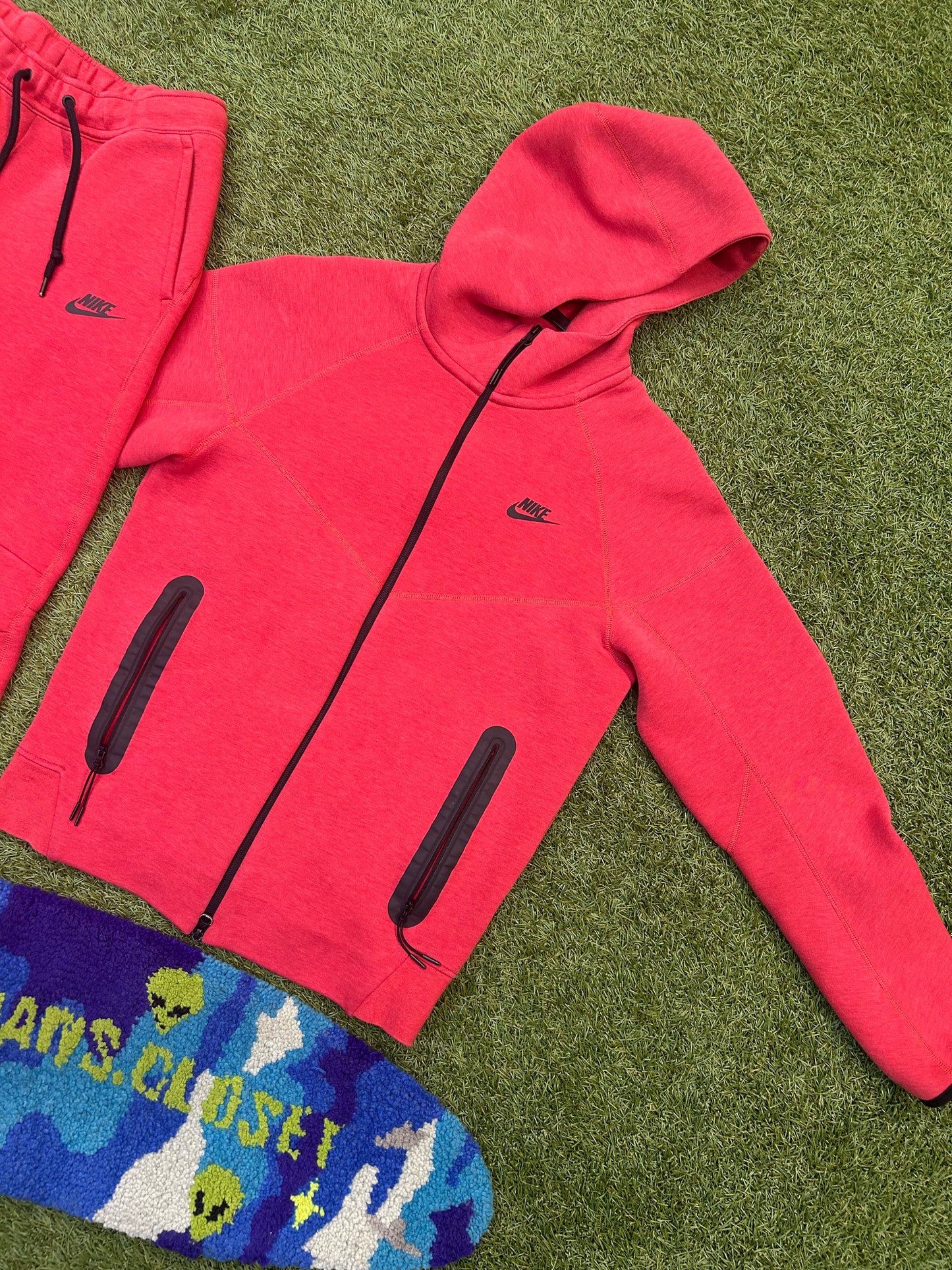 Red Nike Tech Track Suit Top/Bottom