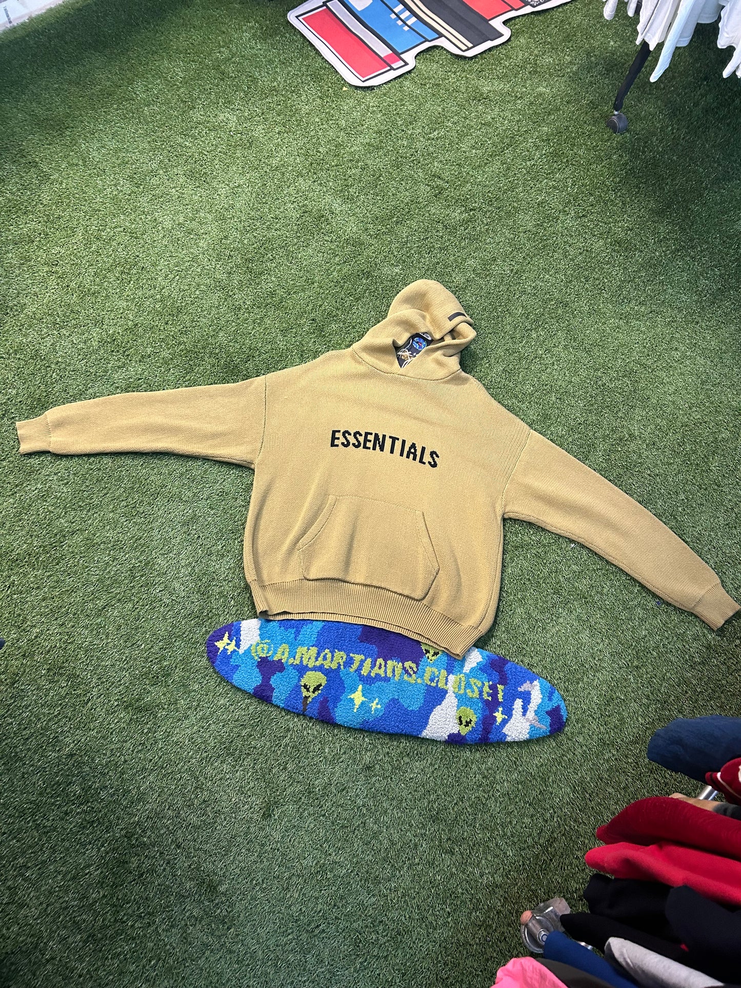 Fear Of God Essentials Tan Knitted Sweater Hoodie