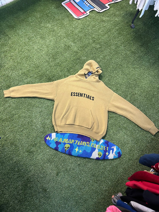 Fear Of God Essentials Tan Knitted Sweater Hoodie