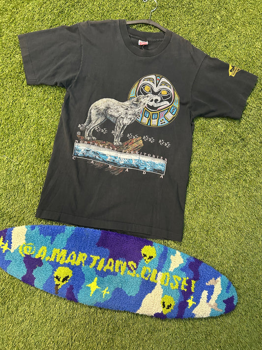 Vintage 90s Northwest Territory Canada Wolf Howl Tee