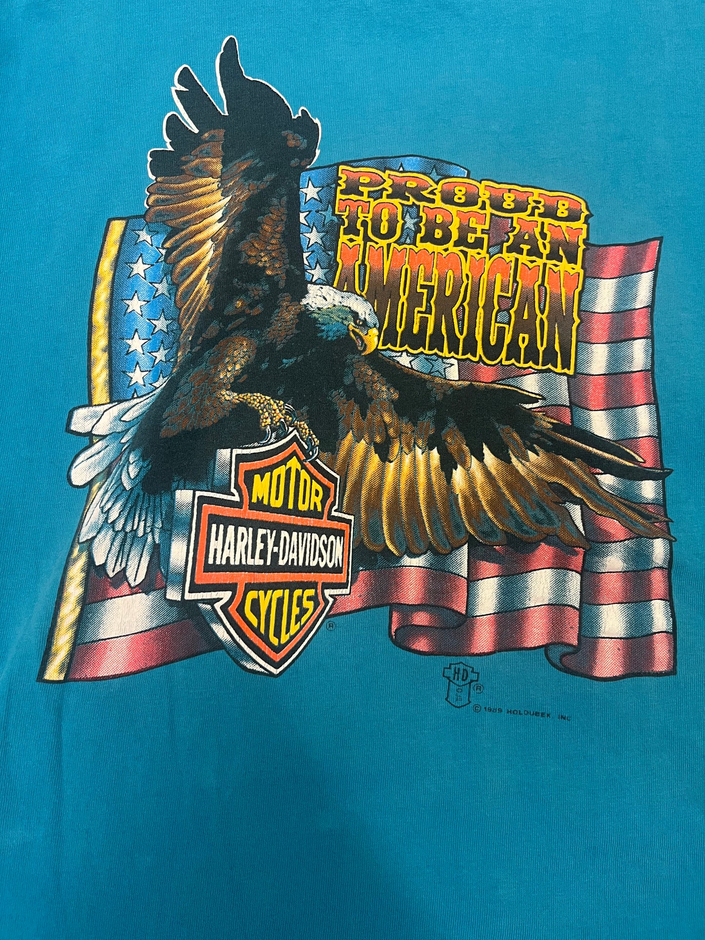 Vintage 1989 Harley Davidson Proud To Be An American Tee🇺🇸