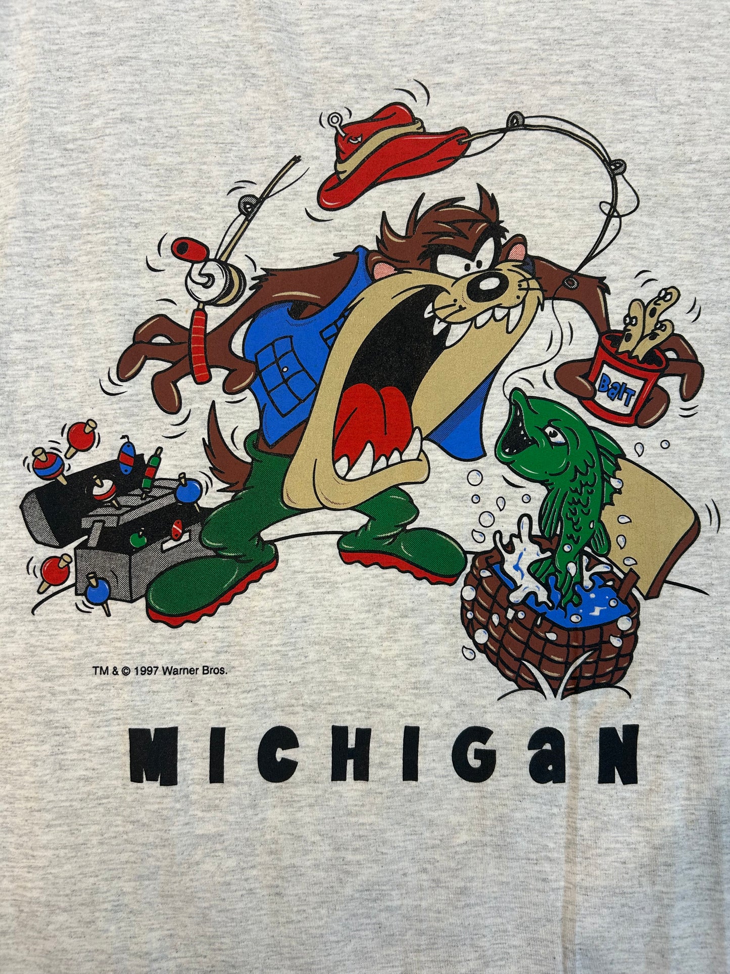 Vintage 1997 Tasmanian Devil Michigan Fishing Tee