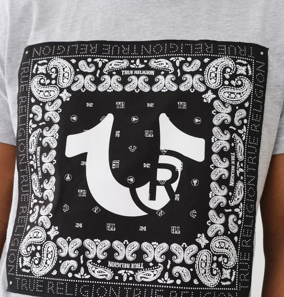 True Religion Paisley Twill Appliqué Logo Tee