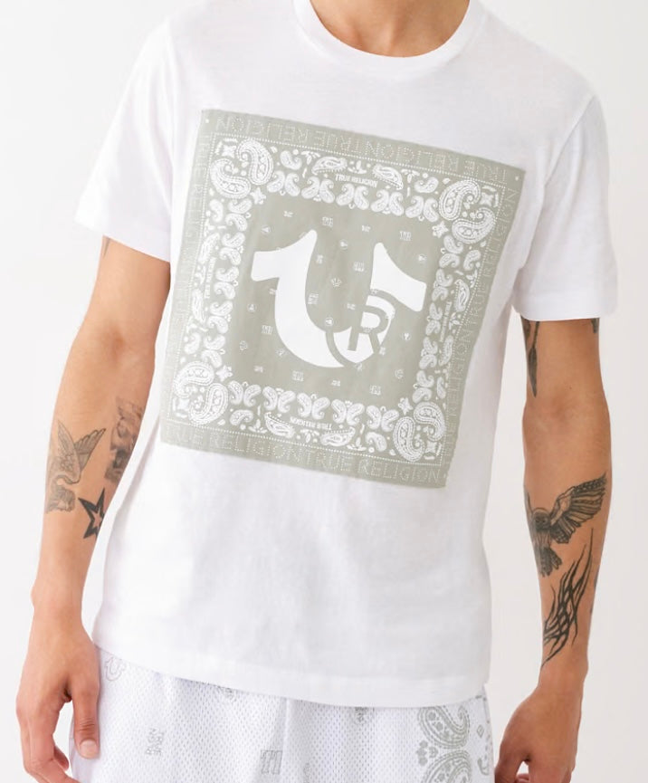 True Religion Paisley Twill Appliqué Logo Tee