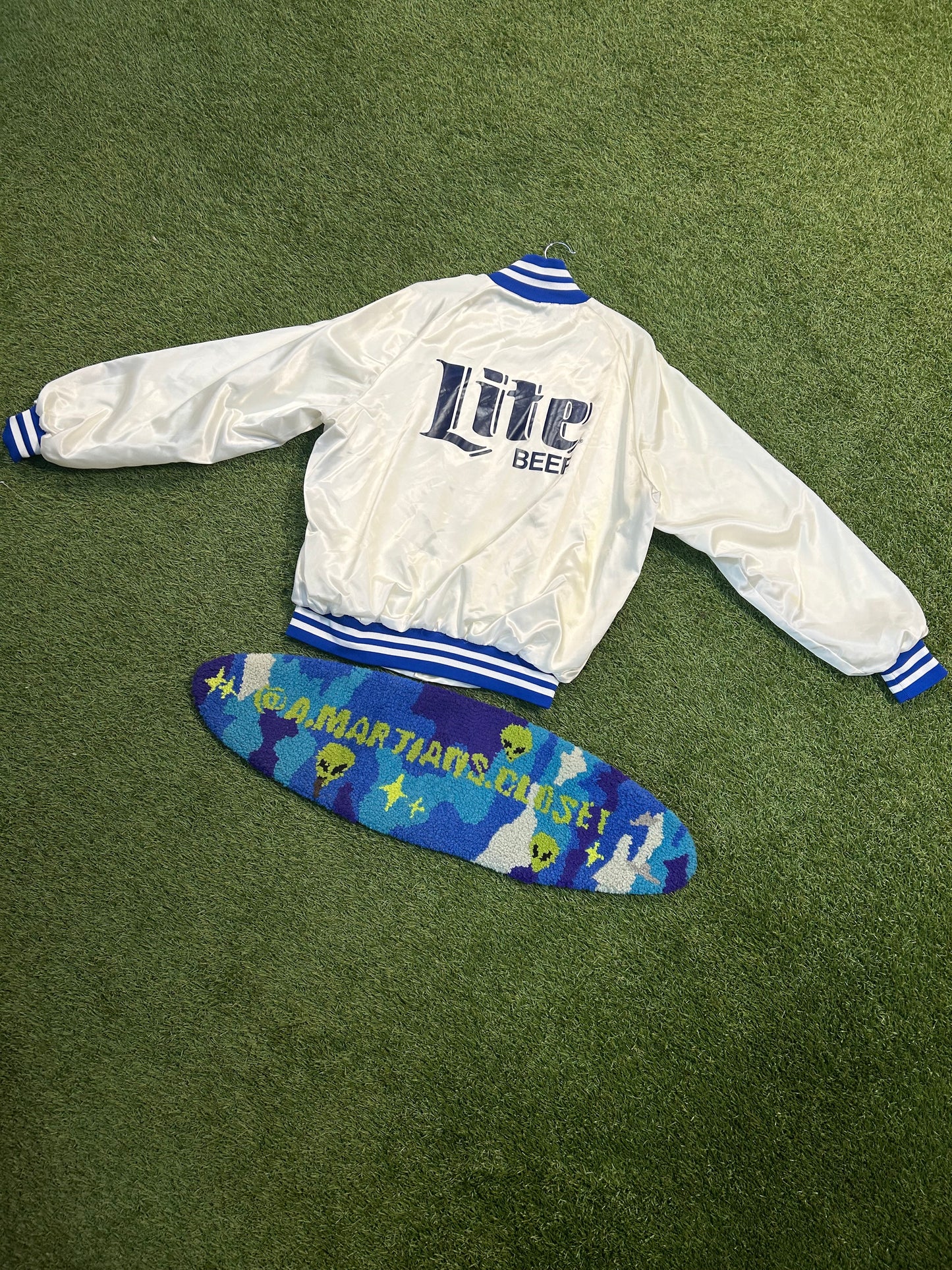 Vintage Miller Lite White Bomber Jacket