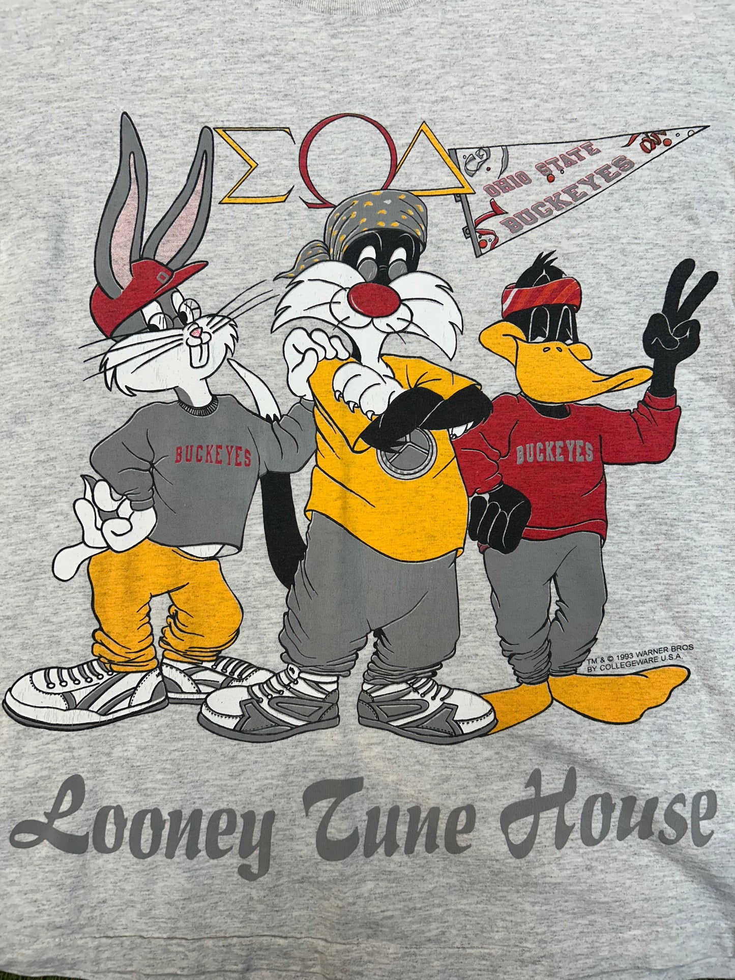 Rare Vintage 1993 Ohio State X Looney Tunes Frat House Tee