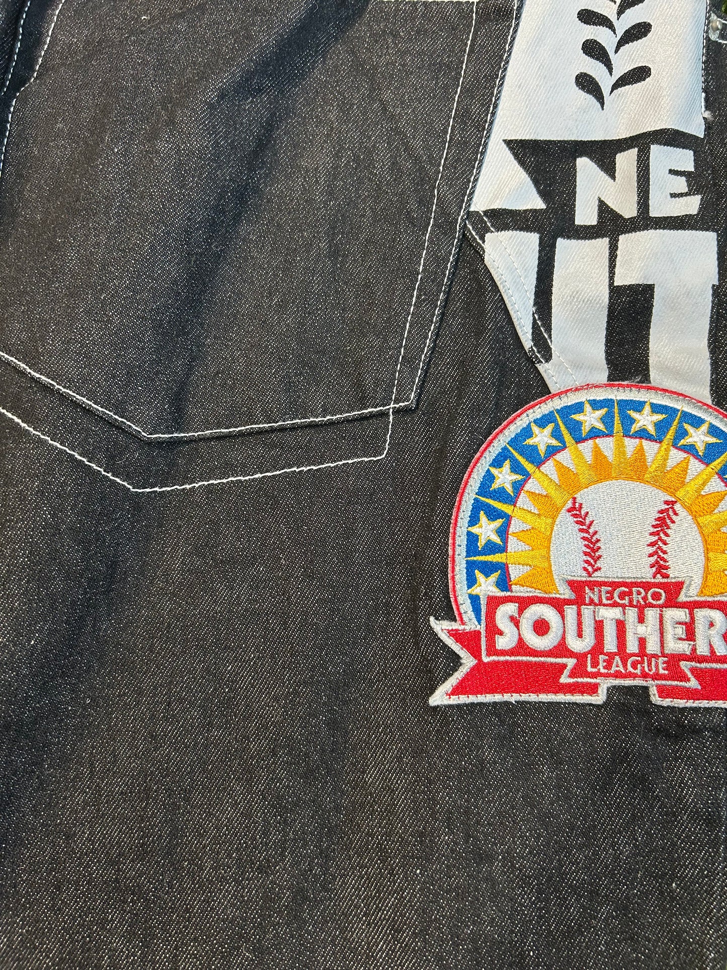 Y2K NLBM Black Denim Embroidered Jacket+Denim Jeans