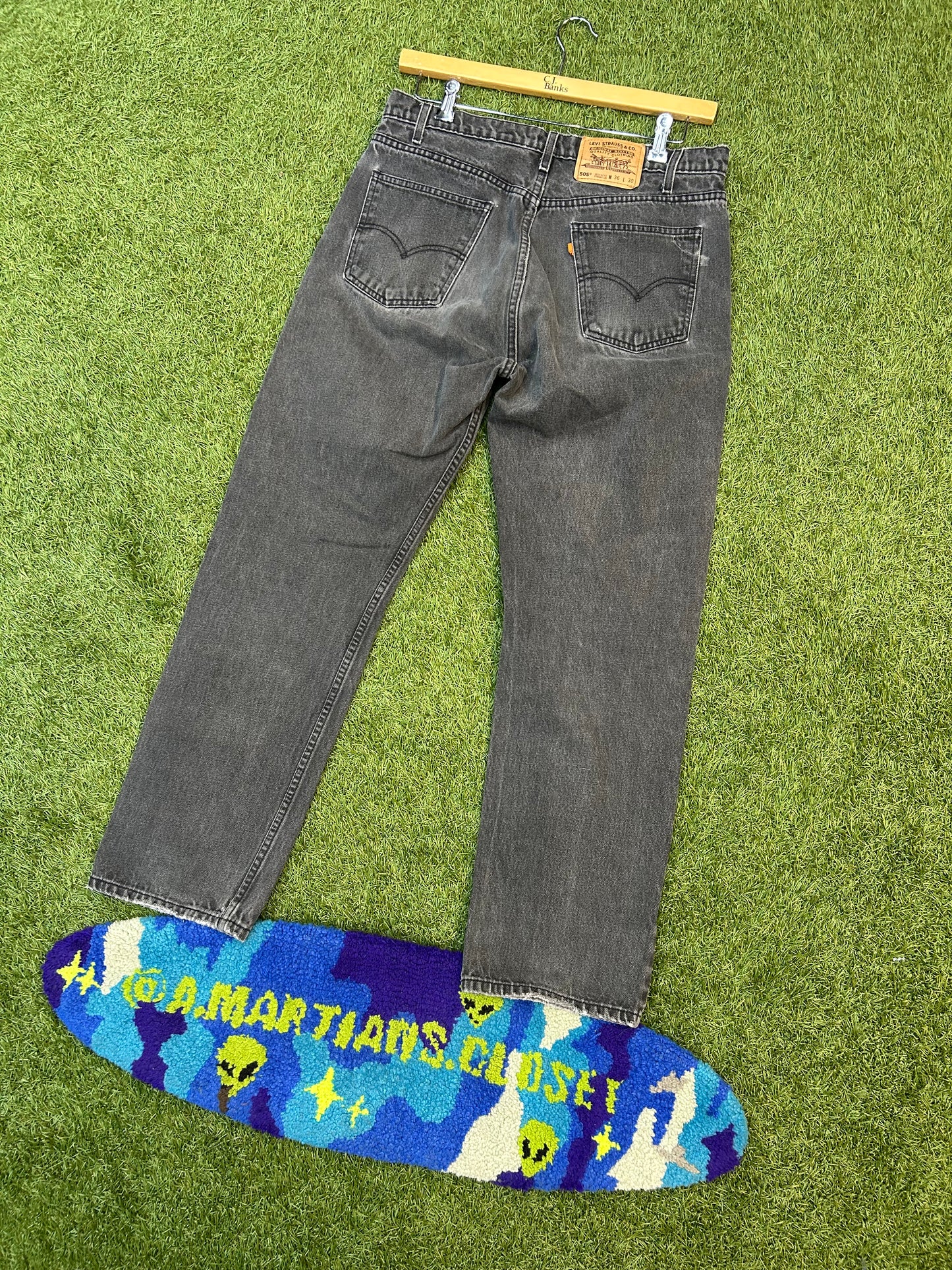 Vintage Orange Tab 505 Regular Straight Leg Fit Black Levi Jeans