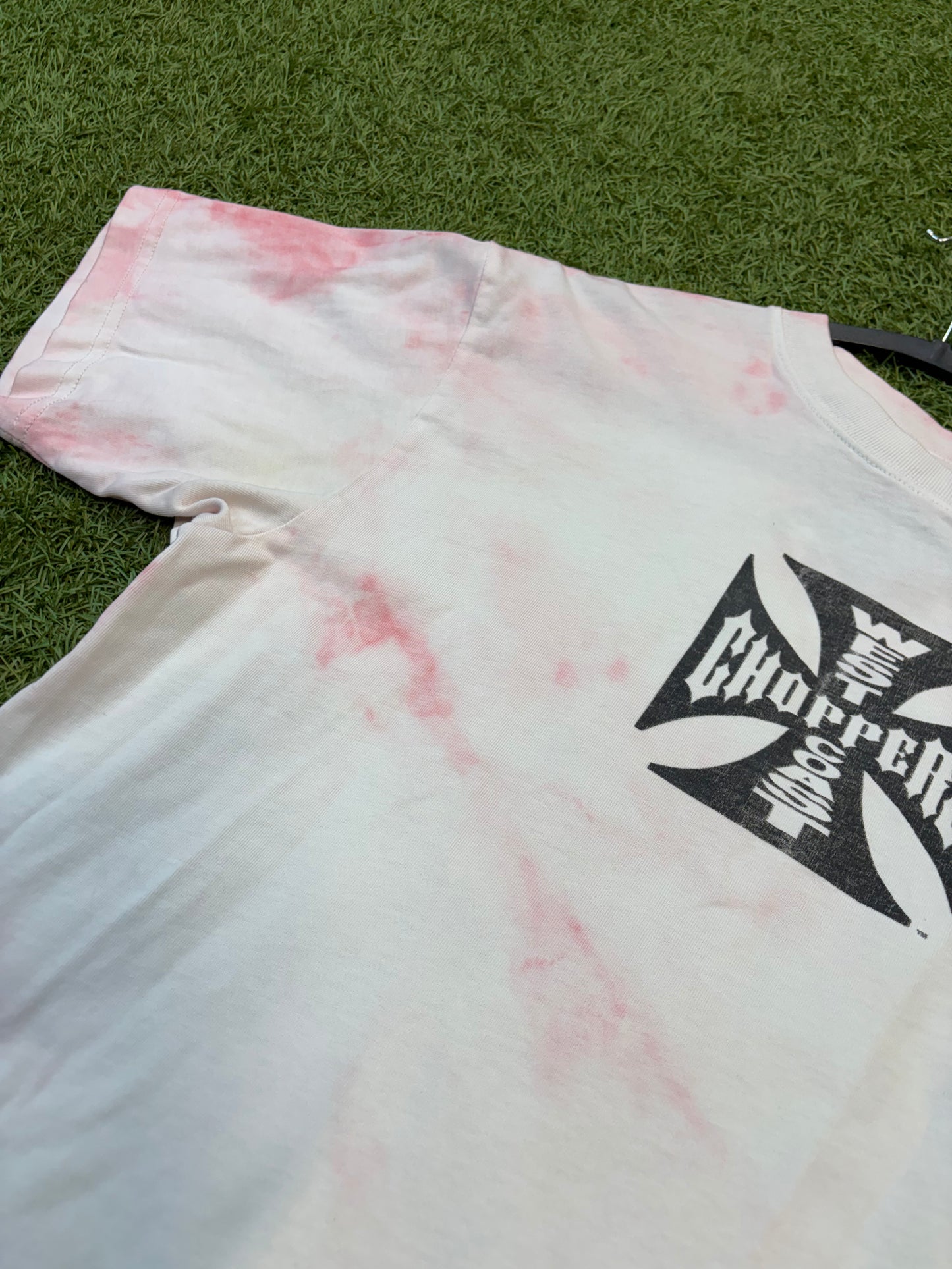 White West Coast Choppers Tee Featuring Red Tie-diy