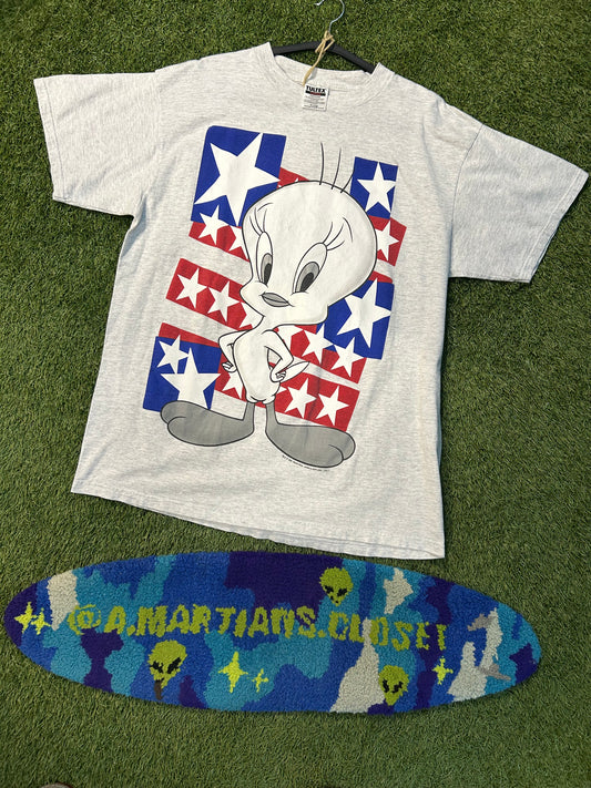 Vintage 1995 Tweety Bird American Flag Big Logo Tee