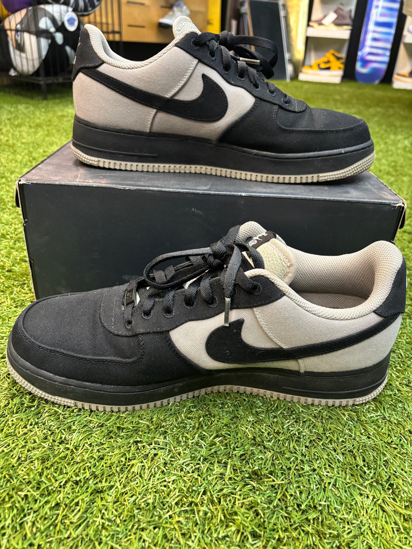 Nike Air Force One “black and grey canvas” size 12