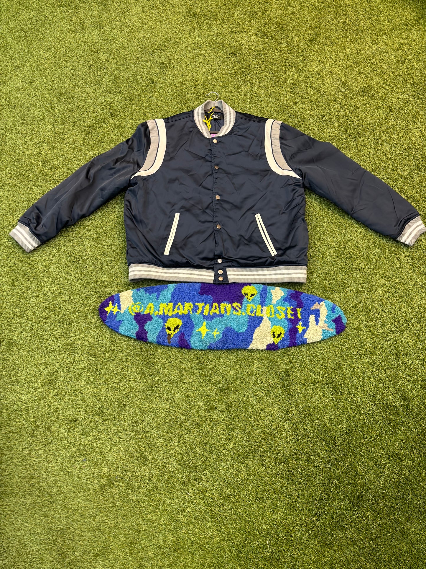 Y2K Navy Blue Bomber Jacket