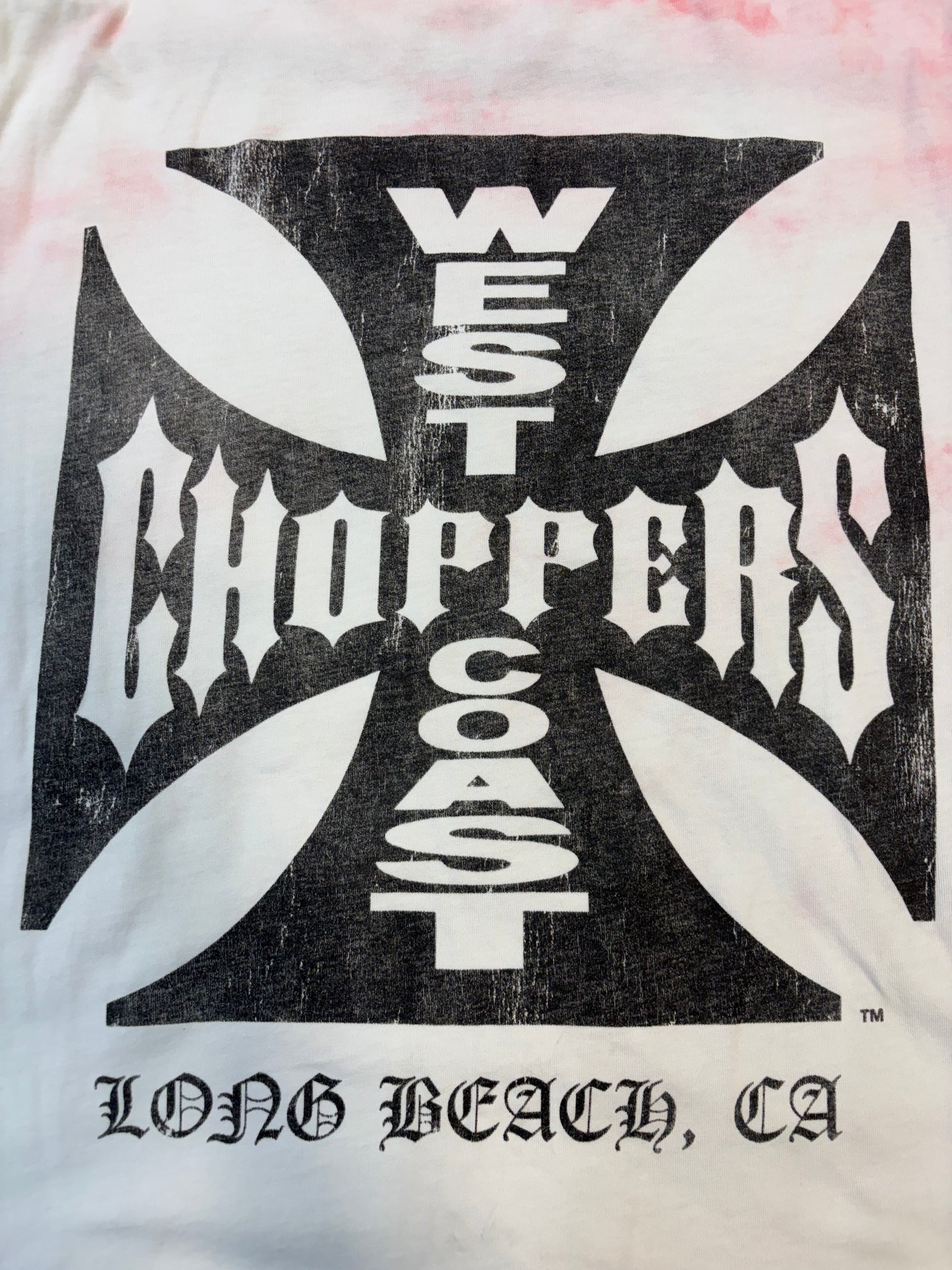 White West Coast Choppers Tee Featuring Red Tie-diy