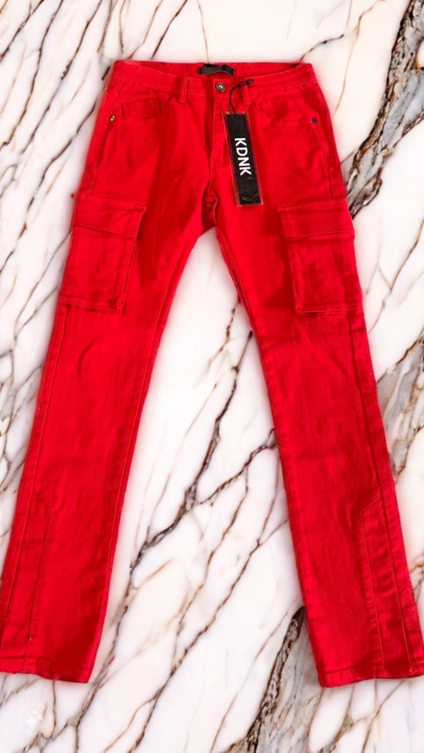 Red Stacked Jeans