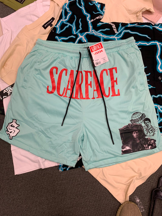 Scarface X Reason Light Blue Shorts