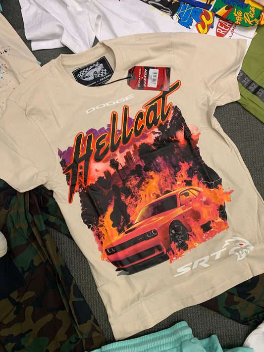 Hellcat Flame Large Print Tee