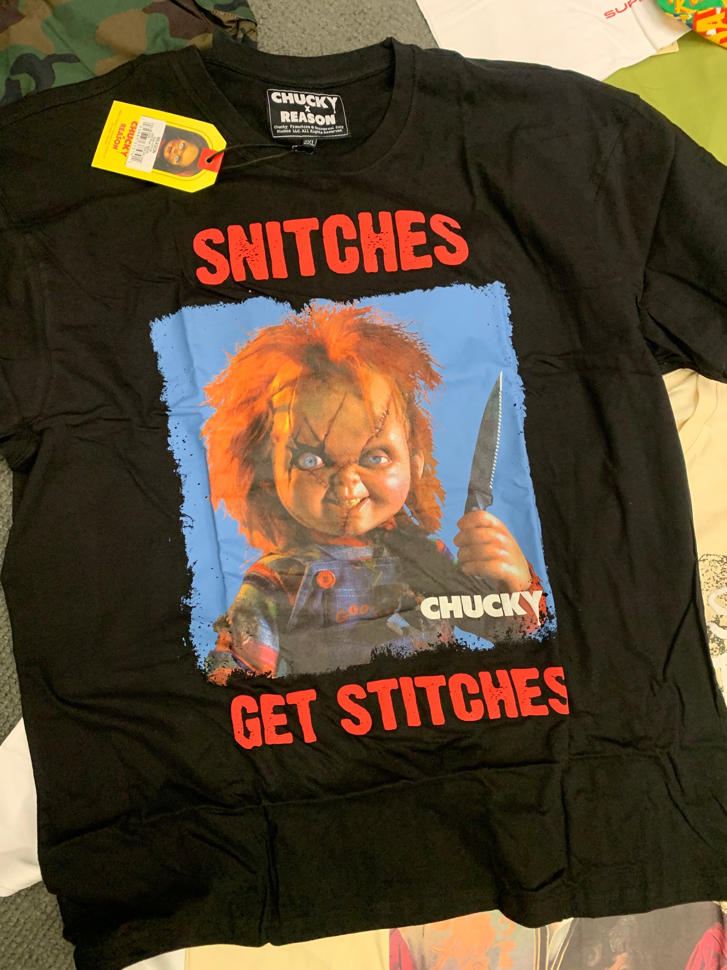 Chucky Snitches Get Stitches Tee