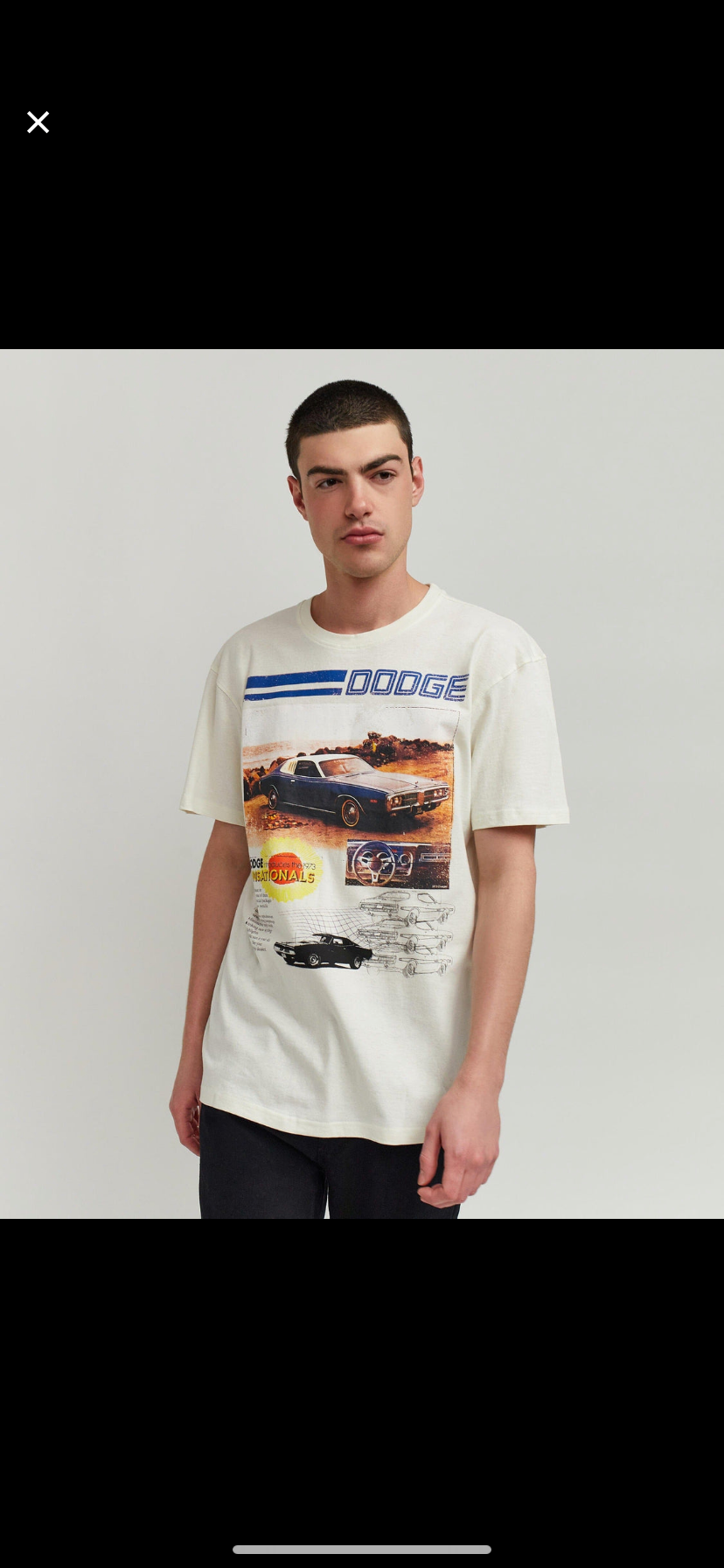 Dodge Retro Style Print Tee Cream